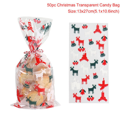 50 Transparent Christmas packaging bags 13x27 cm