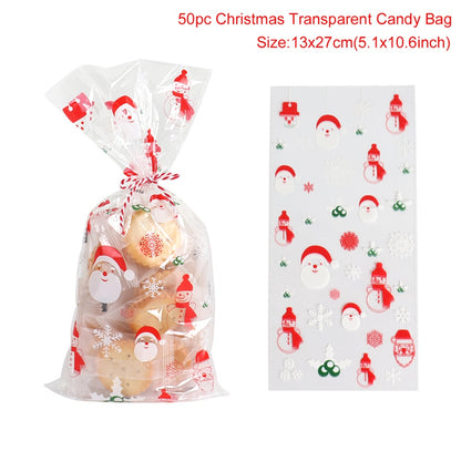 50 Transparent Christmas packaging bags 13x27 cm