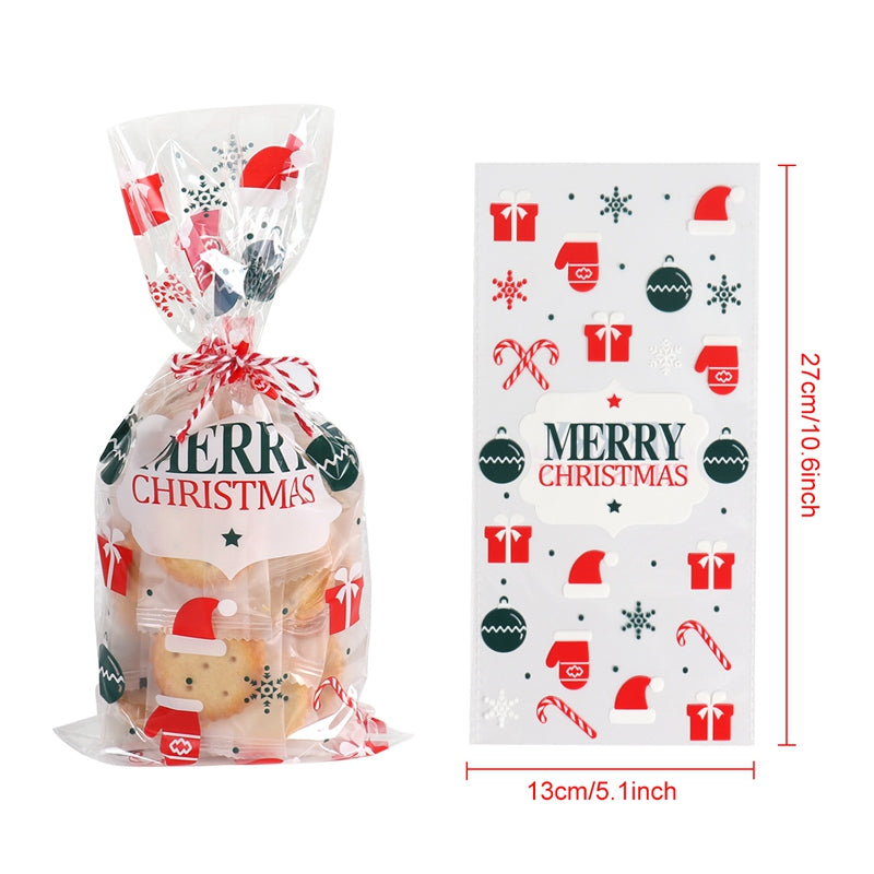 50 Transparent Christmas packaging bags 13x27 cm