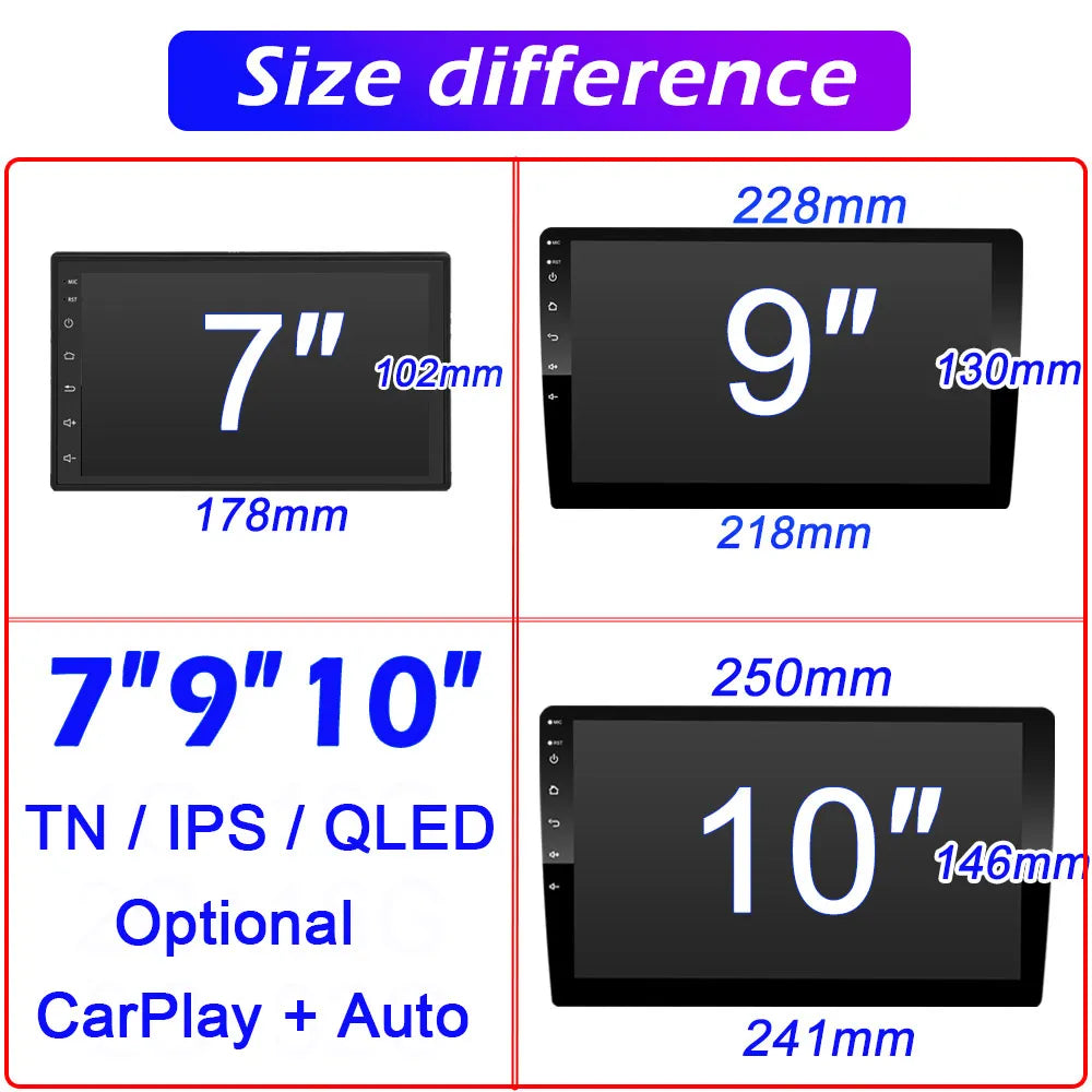 2Din Android 7"/9"/10" QLED IPS Car Radio Autoradio 2 Din Universal Stereo WIFI GPS Multimedia Player For Nissan Toyota Kia VW