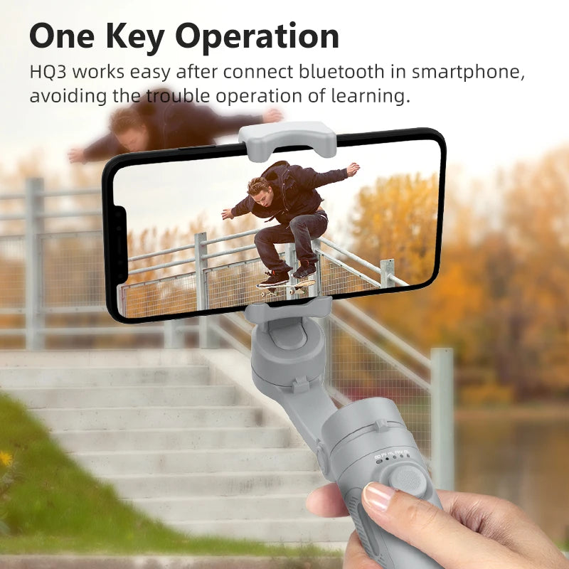 Gimbal 3 ejes AXNEN Estabilizador de Cardán HQ3 de Mano, Soporte Plegable para Smartphone, Grabación de Vídeo y Vlog,+