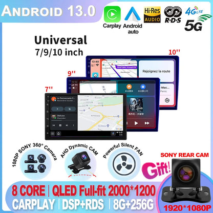 7 9 10 inch Car Multimedia Video Player Android 13 Universal Stereo Radio GPS For Volkswagen Nissan Hyundai Kia Toyota Carplay