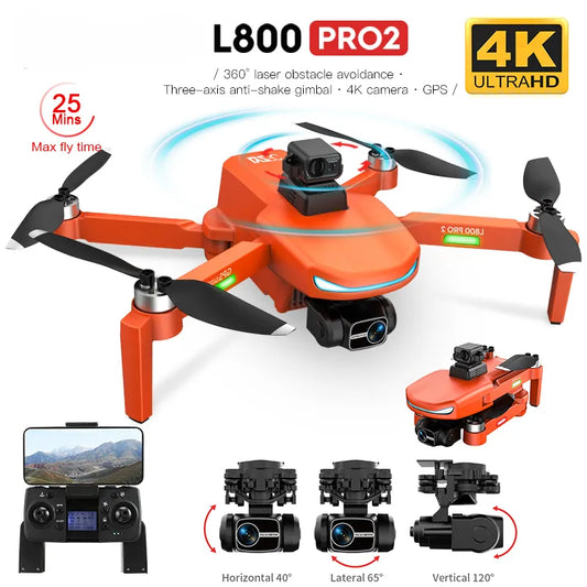 Dron profesional L800 PRO 2, cámara 4K HD, GPS, 5G, WIFI, 3 ejes, cardán antivibración, Motor sin escobillas, evitación de obstáculos, VS L900