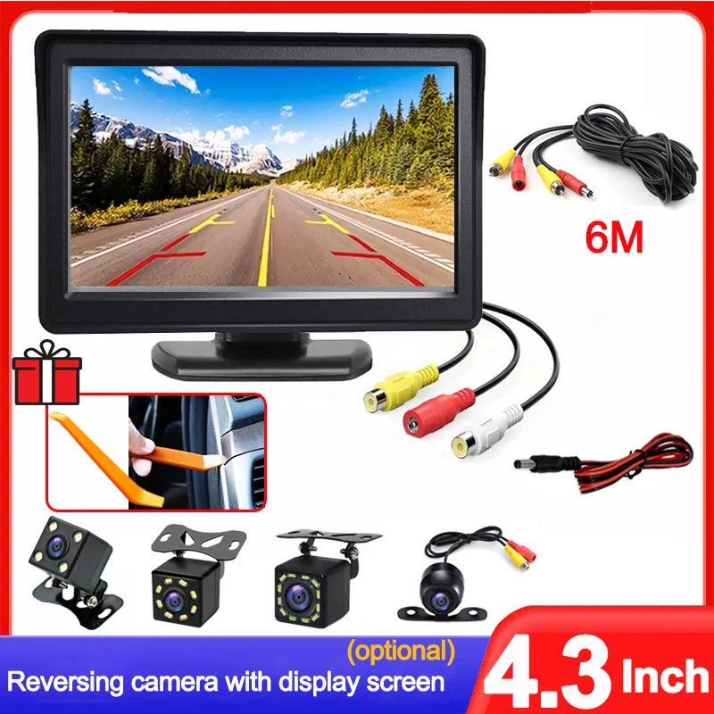 4.3Inch Rear View Camera Monitor Screen Reversing Camera for Car Parking System Camera for Vehicle DashCam Backup Camera