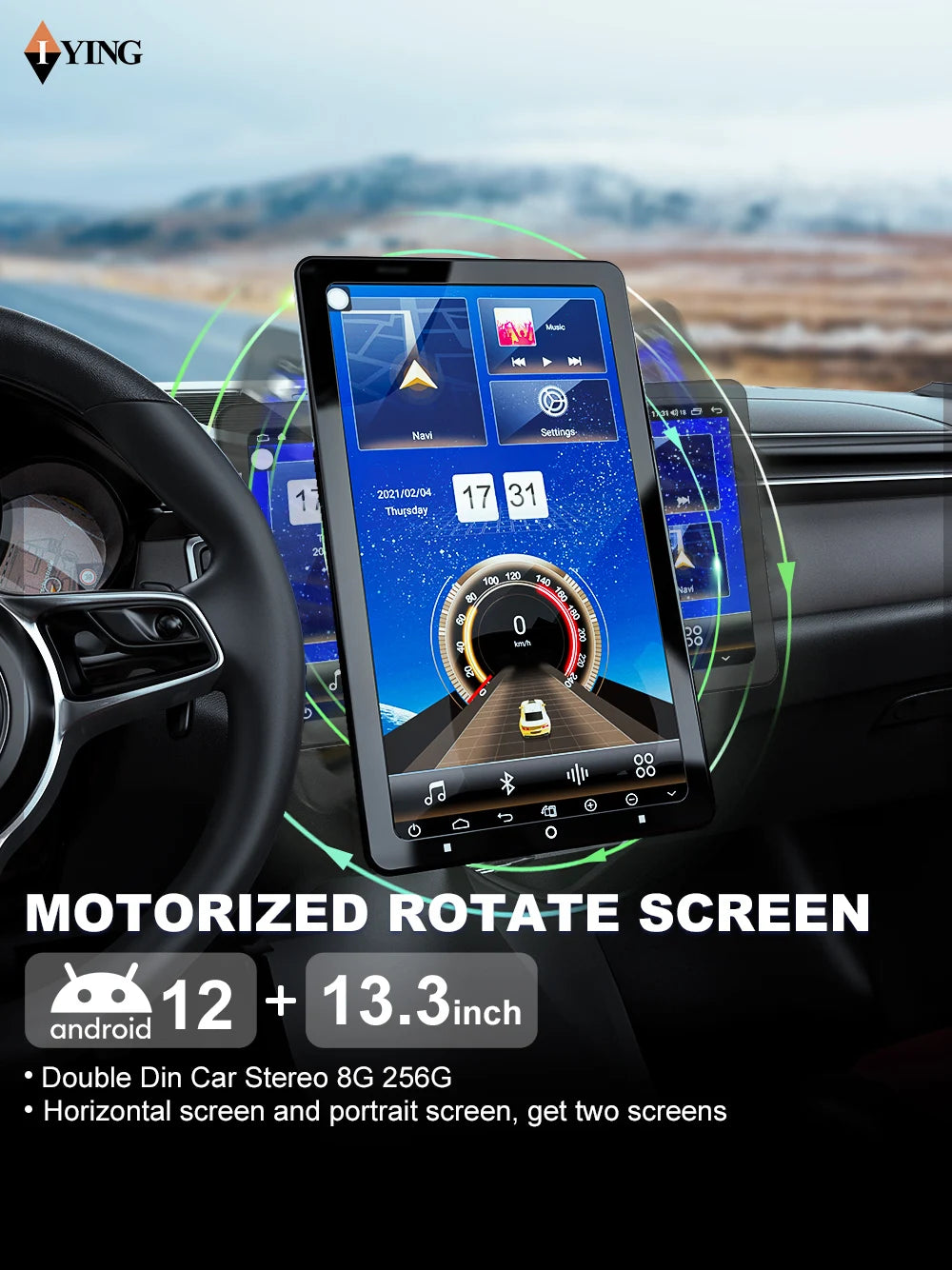 Reproductor Multimedia para vehiculo, pantalla giratoria de 13,3 y 10 pulgadas, soporta camara 360, dividir pantalla, gps, 2 Din, Carplay, Android 12