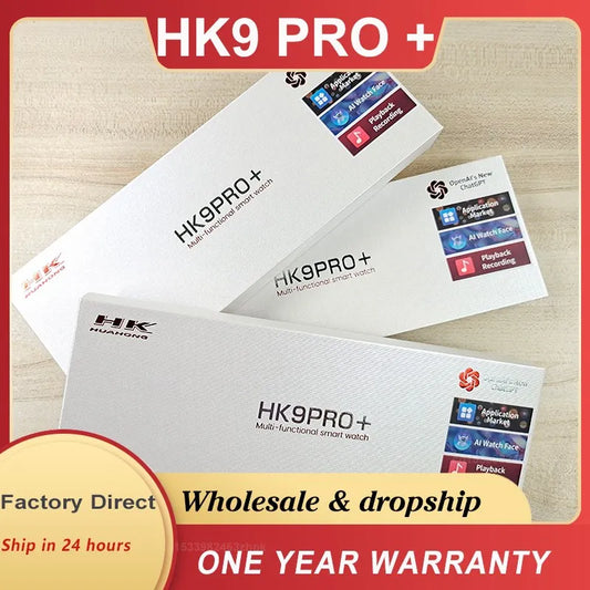 Muy popular Reloj HK9 Pro Plus Chat GPT reloj inteligente AMOLED HK9 Pro +, 2GB de ROM, NFC, brújula, BT, llamada, Monitor de salud facial DIY, hombres y mujeres