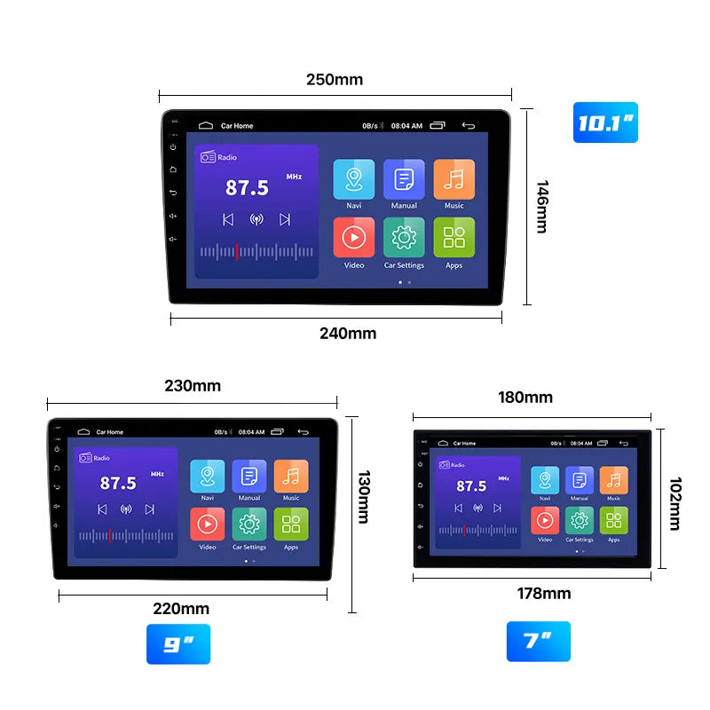 7 inch/9 inch/10 inch Android 13 Universal Multimedia Player Carplay Android Auto For Honda VW Hyundai Kia Suzuki Toyota Nissan